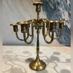 RARE 7-Arm Two-Tiered Brass Candelabra